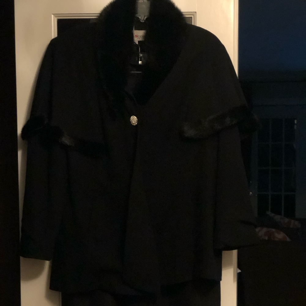 Black Fur Cape Suit